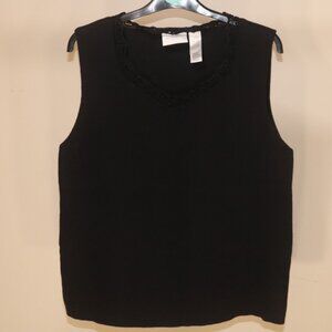 Lizsport By Liz Claiborne Black Lace V Neck Sleeveless Blouse, Size XL